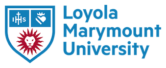 Logo of Loyola Marymount University featuring a shield with a lion and cross