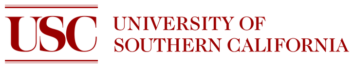 USC University of Southern California logo in red text on black